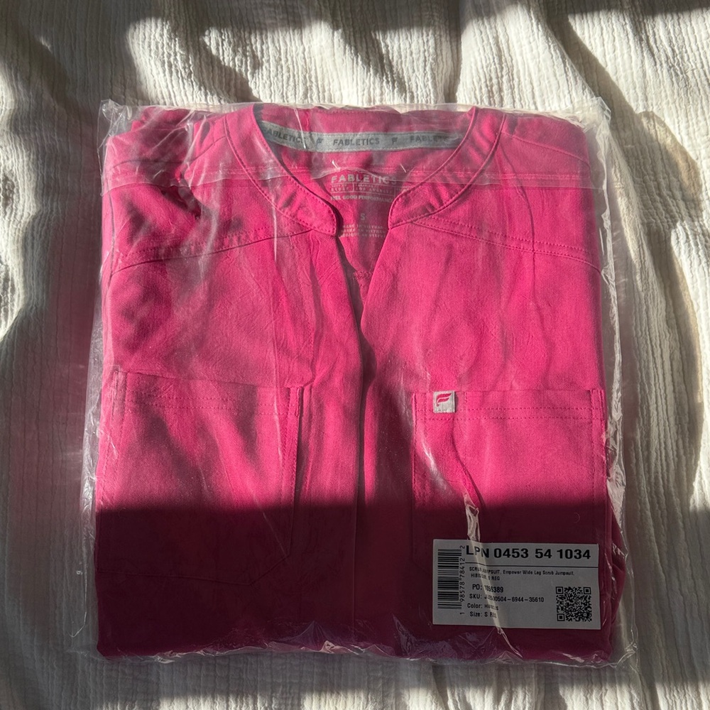 Empower Wide Leg Scrub Jumpsuit— Hibiscus